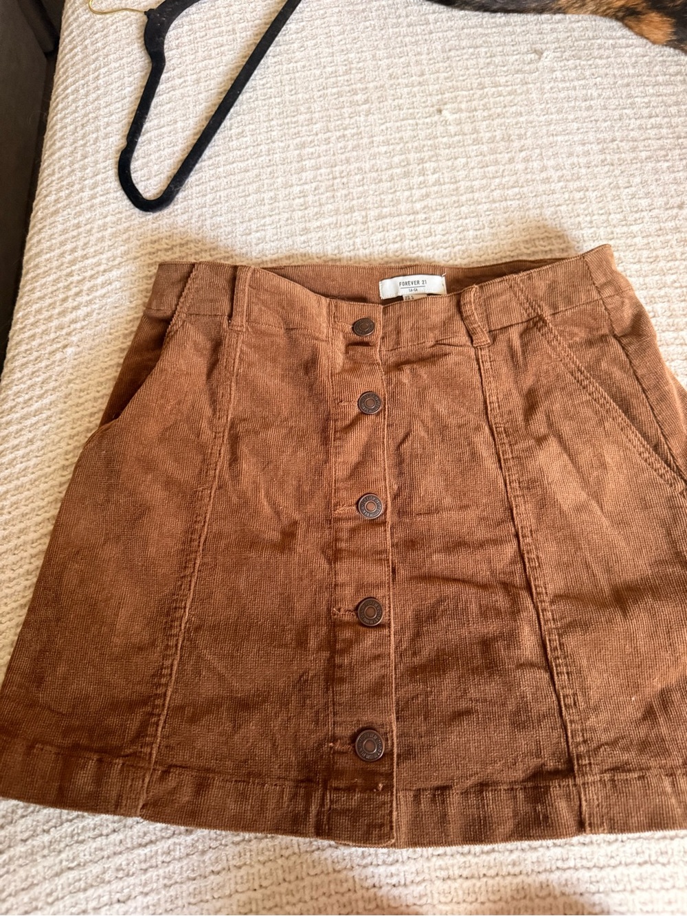 Forever 21 Brown Button-Front Corduroy Mini Skirt
